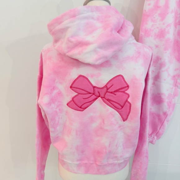 Roller Rabbit Pink Disco Tie Dye Bow Love Shack Fancy Hoodie with Sweatpants - Picture 6 of 11